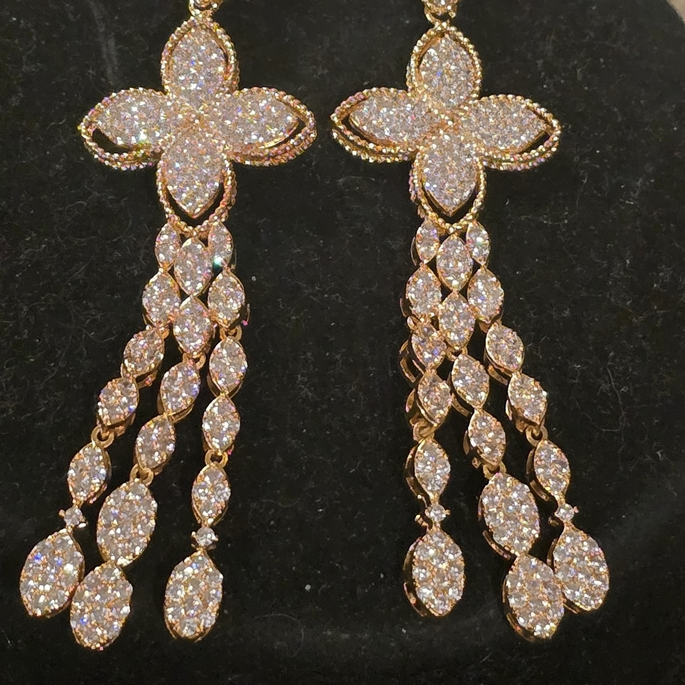 Elegant Gold and Silver Dangle Earrings